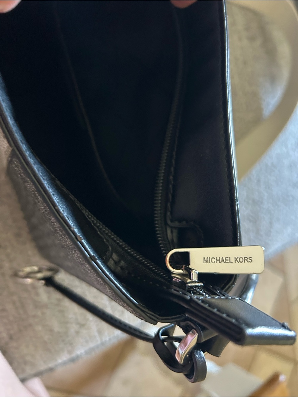 Michael Kors Black & Ivory Logo Crossbody with Contrast Center Stripe - Picture 6 of 6